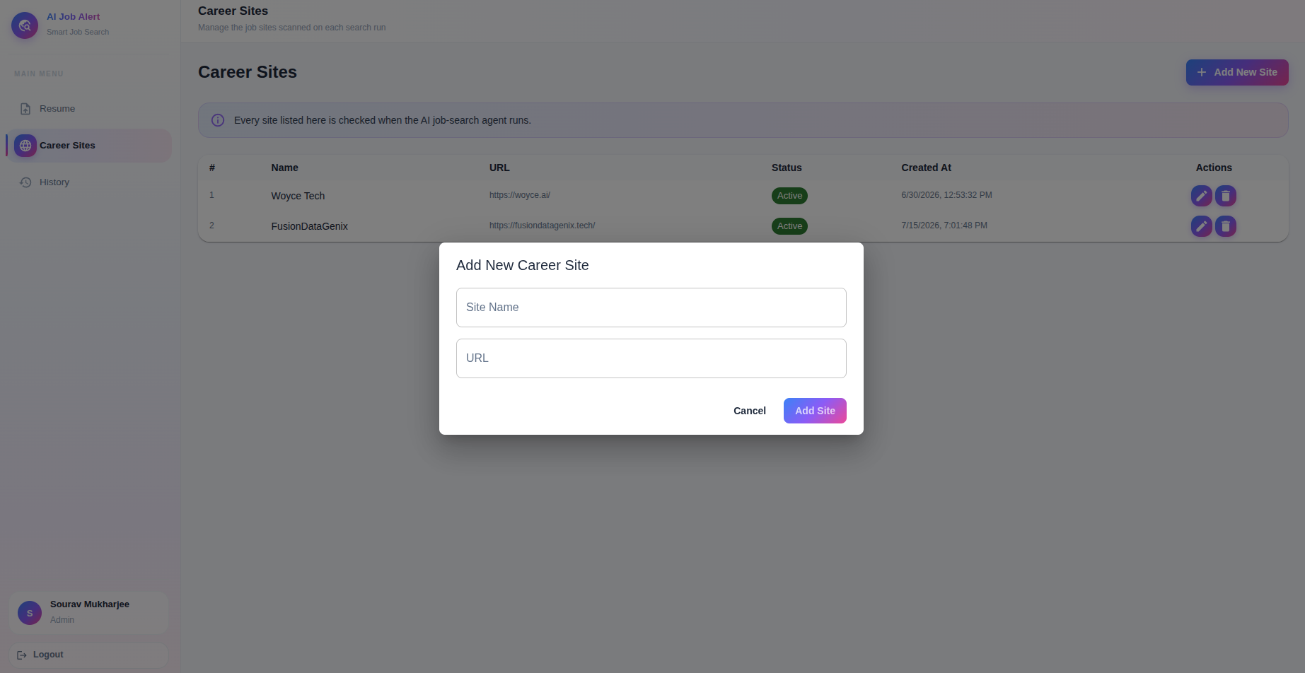 Add career site